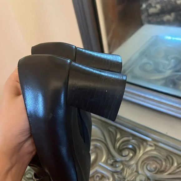 Vintage Calico 6M Leather Shoes 90's Block Heels Buckle Loafer - Picture 6 of 8